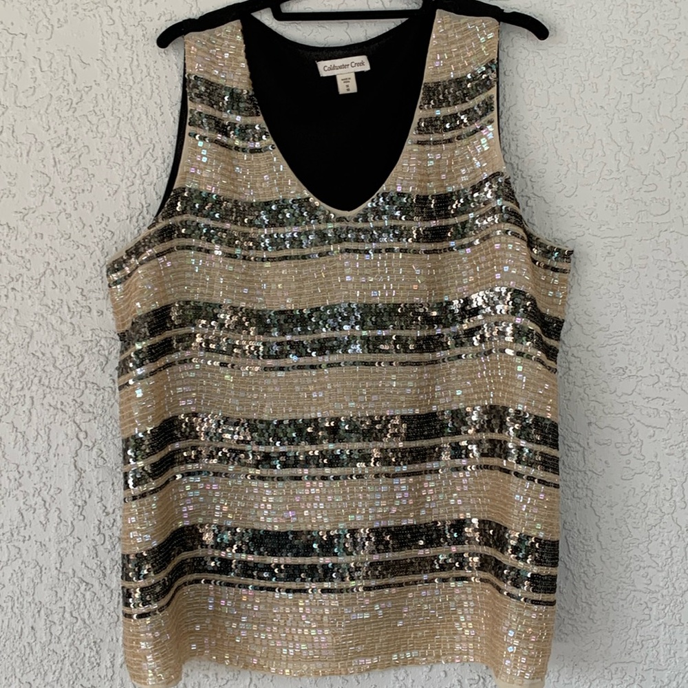 COLDWATER CREEK SPARKLING SEQUINS TOP 1X/18 size